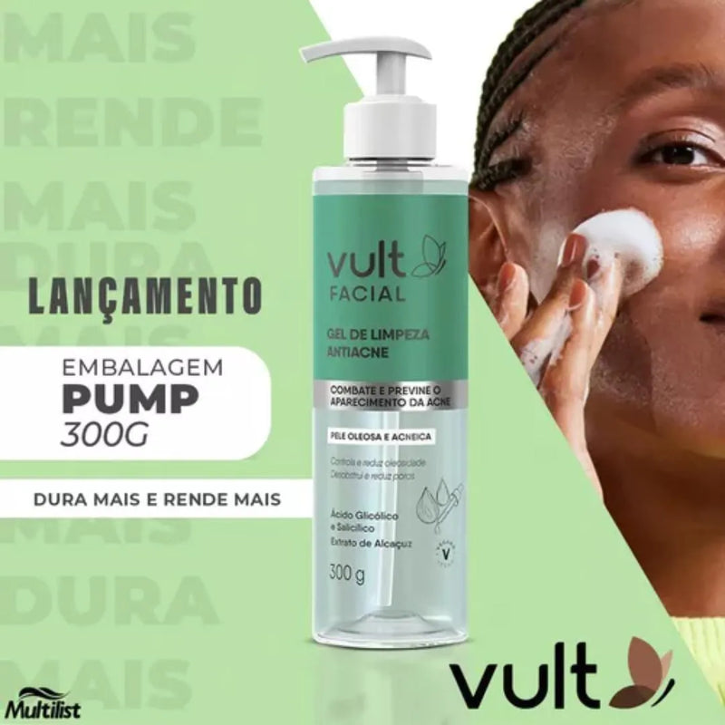 Gel de Limpeza Antiacne (embalagem econômica) Vult 300g