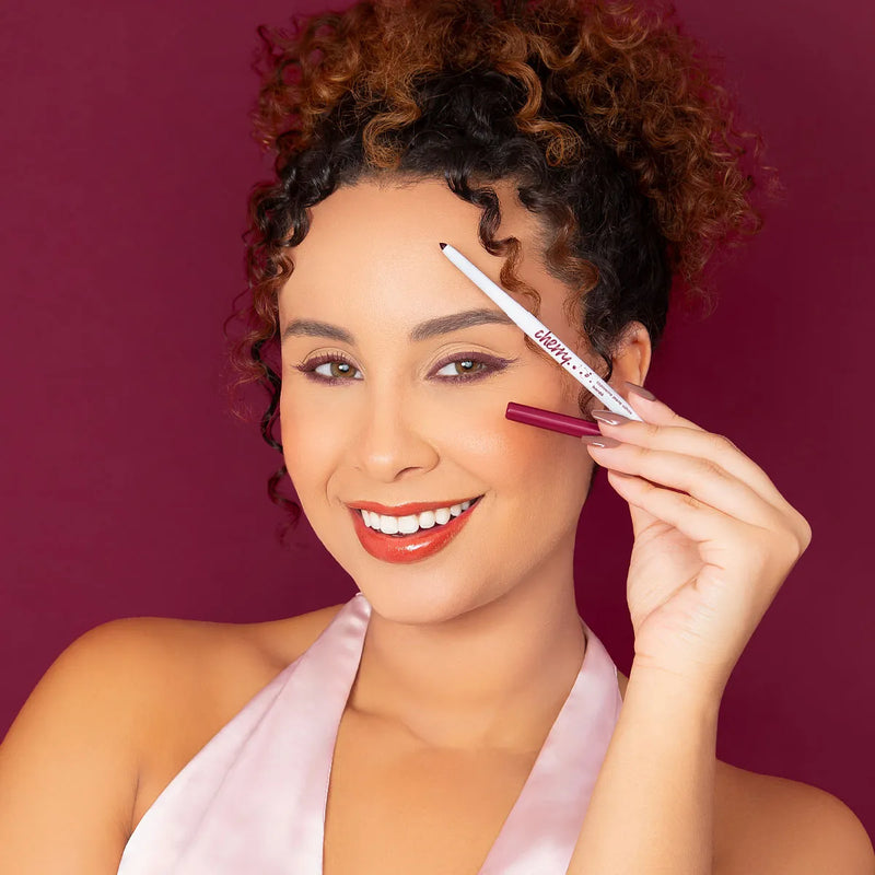 Lapiseira de Olhos/Boca Cherry (bordô) Retrátil Vizzela