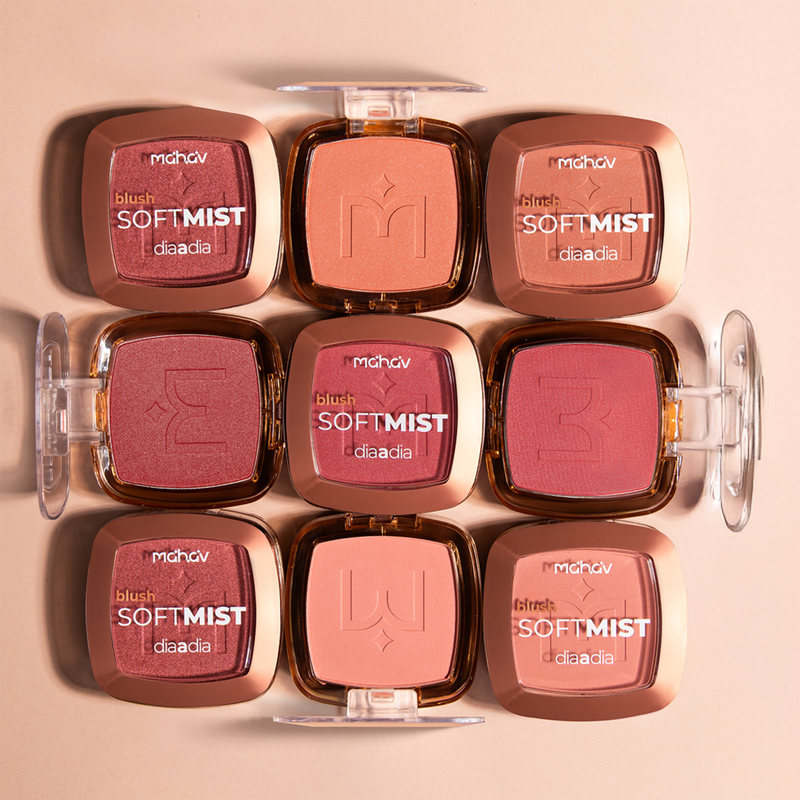 Blush Facial em Pó Soft Mist Dia a Dia Mahav com espelho (4 cores)