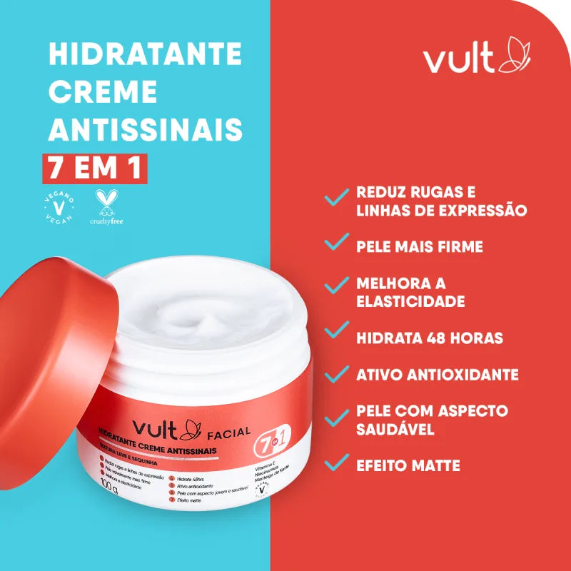 Creme Hidratante Facial Antissinais 7 em 1 Vult 100g