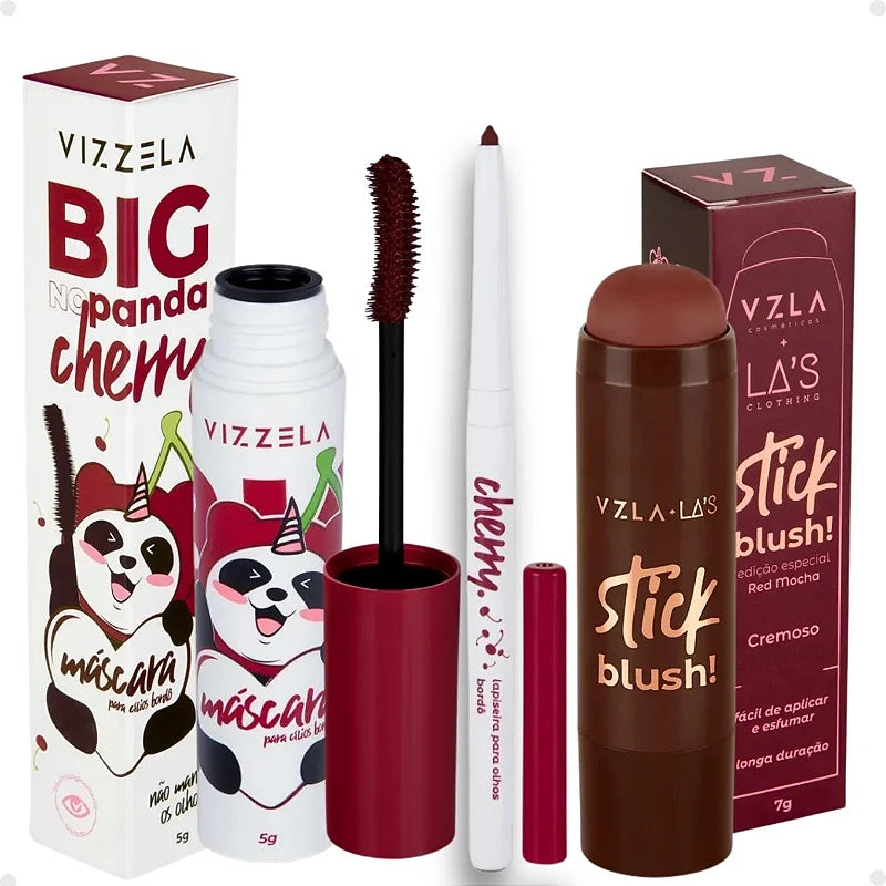 Lapiseira de Olhos/Boca Cherry (bordô) Retrátil Vizzela