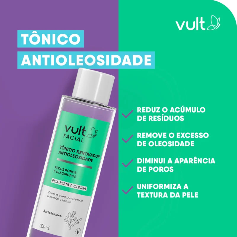 Tônico Renovador Facial Antioleosidade Vult