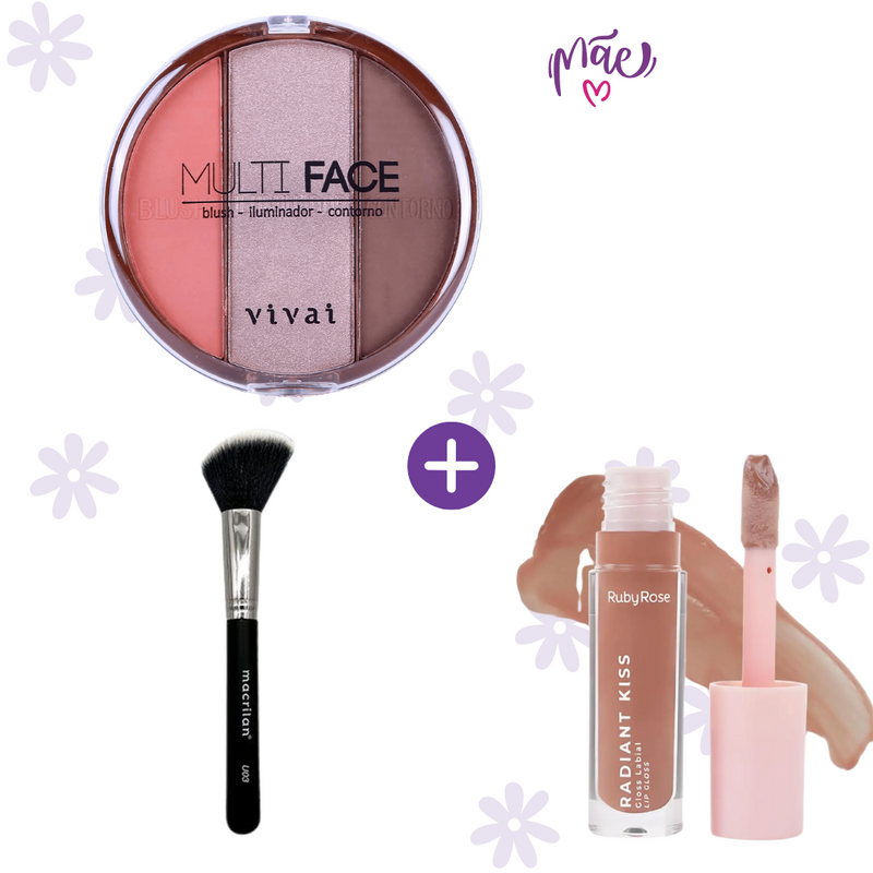 Kit Maquiagem Praticidade + Gloss Ruby Rose