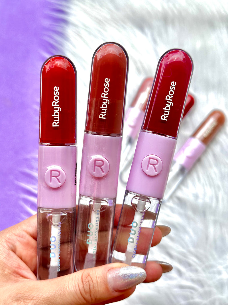 Batom e Gloss Duo Ruby Rose (6 cores)