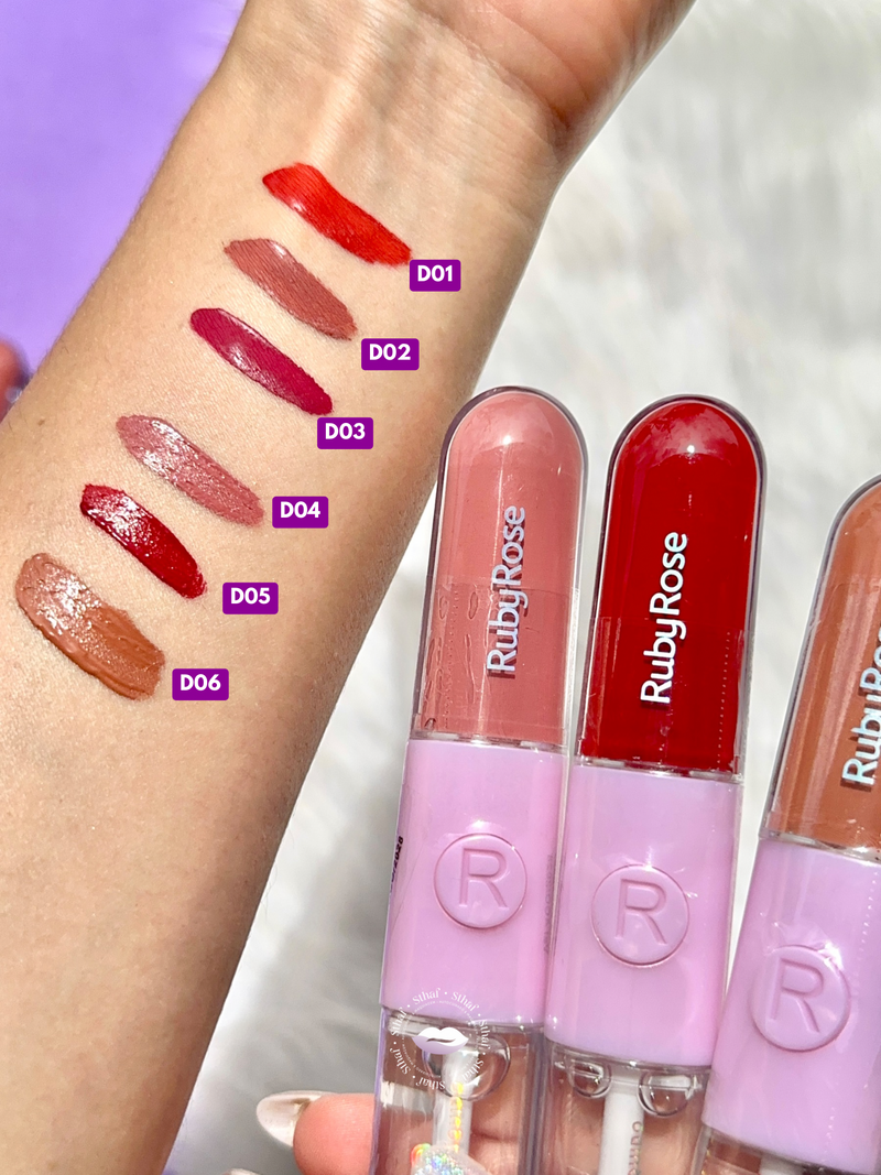 Batom e Gloss Duo Ruby Rose (6 cores)