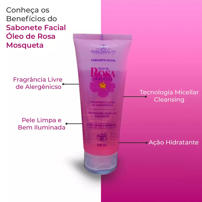 Sabonete Facial com Rosa Mosqueta 100ml Phallebeauty