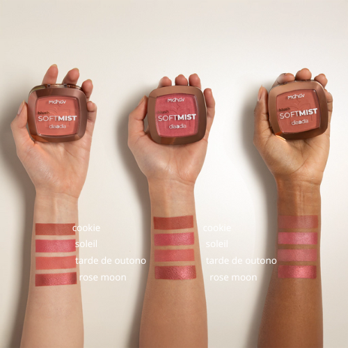 Blush Facial em Pó Soft Mist Dia a Dia Mahav com espelho (4 cores)