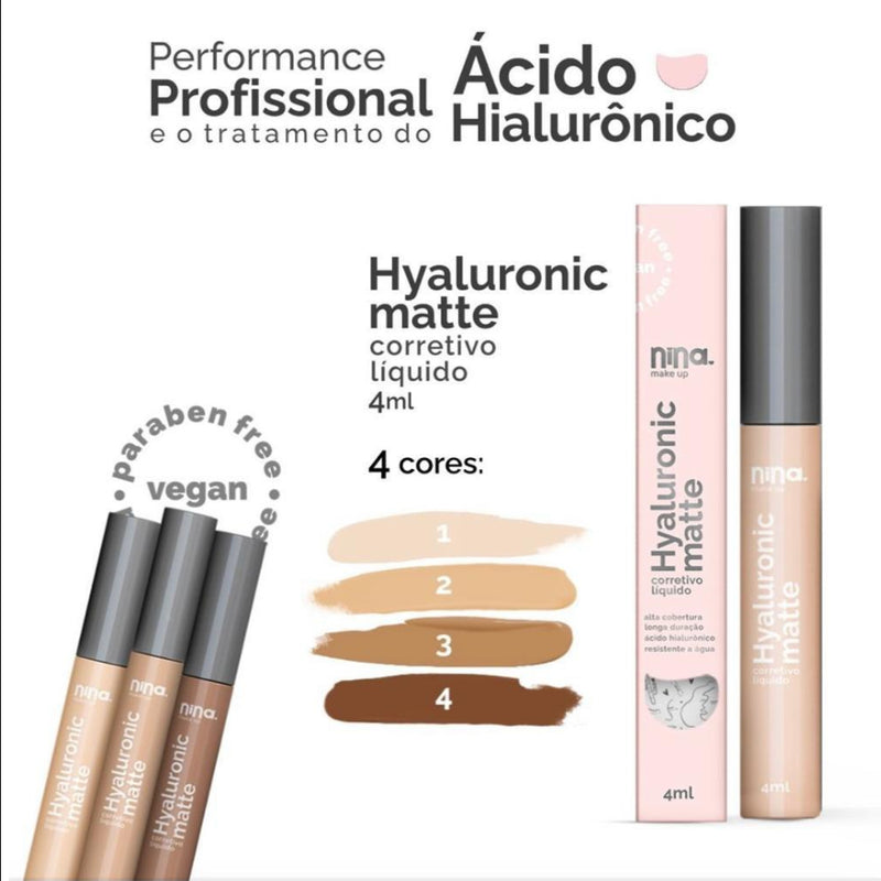 Corretivo Liquido Hyaluronic Matte Nina Makeup