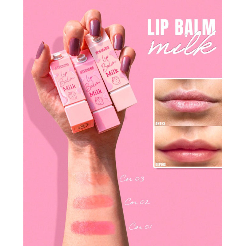 Lip Balm hidratante labial Milk Sp Colors (3 cores)