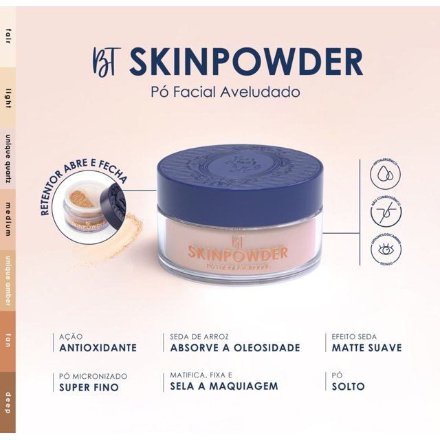 Pó Facial BT Skin Powder Bruna Tavares (escolha cores)