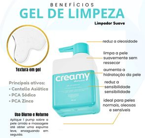 Sabonete Gel Creamy PCA ZINCO + CENTELLA ASIÁTICA + EXTRATO DE CAMOMILA 180ml