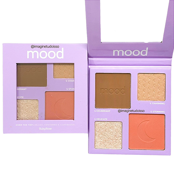 Paleta Blush Iluminador e Contorno Ruby Rose Mood cor Over The Top