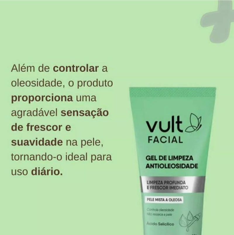 Sabonete de Limpeza Facial Antioleosidade (embalagem econômica) Vult 300g